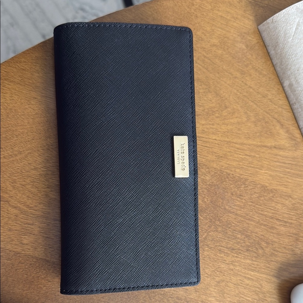Kate Spade Black Leather Wallet with Gold Accent
